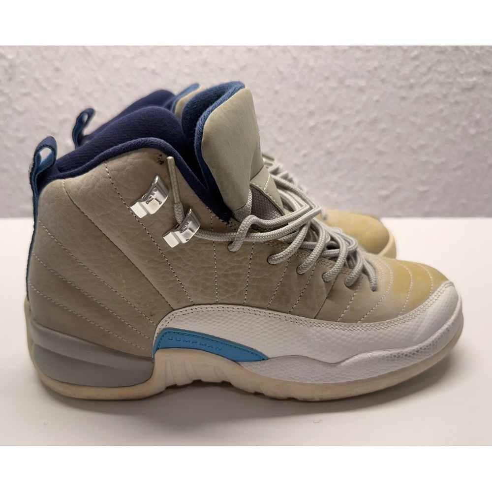 Nike Air Jordan 12 Retro BG Wolf Grey University Blue 153265-007 Kids Size 7Y